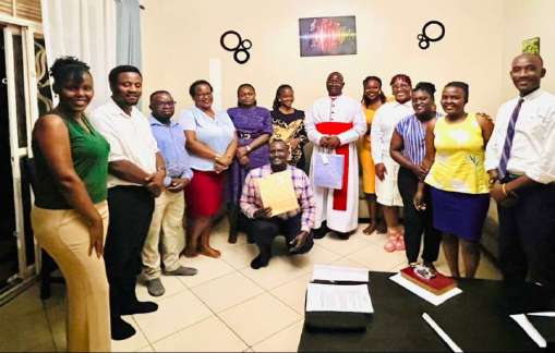A group of church members posing together after a home-cell gathering